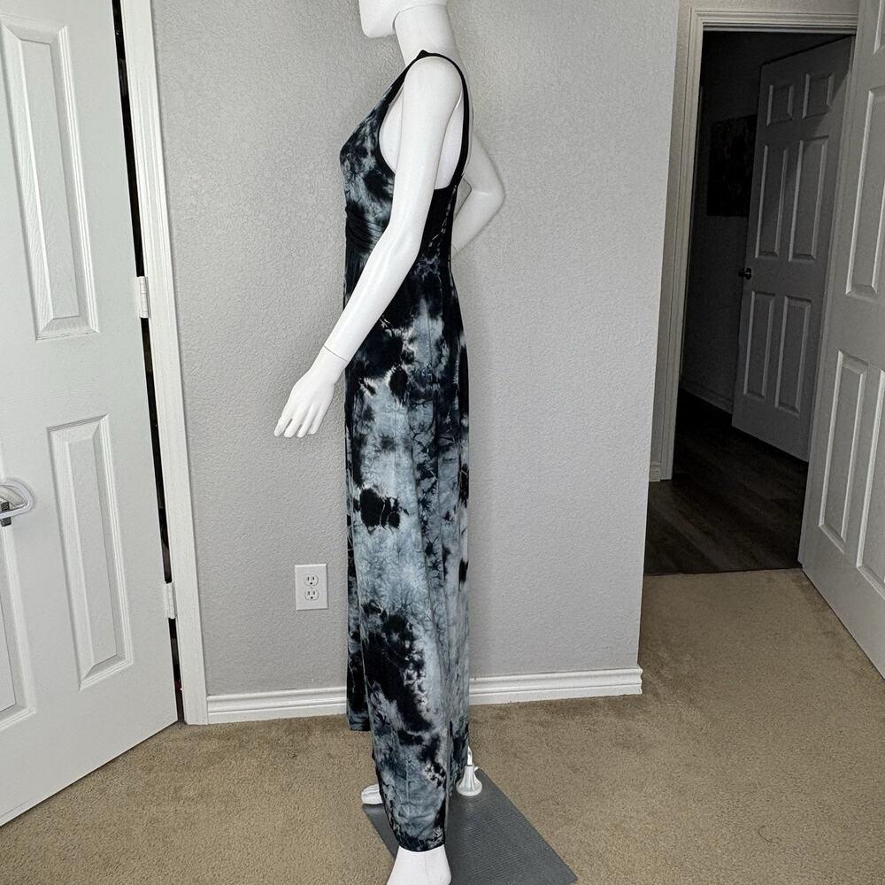 NWOT Green Dragon Maxi Dress Ruched Boho Summer Acid Wash Black Blue Size M - Picture 4 of 8